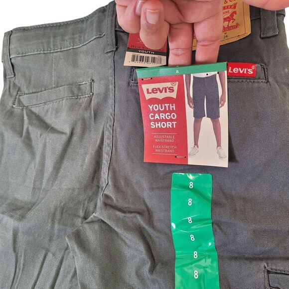 Levi's Youth Boy Cargo Shorts Adjustable Waistband Flex Stretch Gray Size 8 - Picture 6 of 10